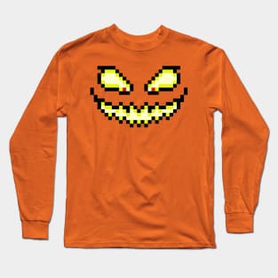 Pixel Pumpkin Face Long Sleeve T-Shirt